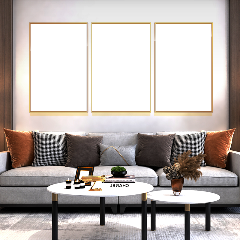 10-Custom-3Panel Dazzling Yellow Frame Acrylic Prints Wall Art