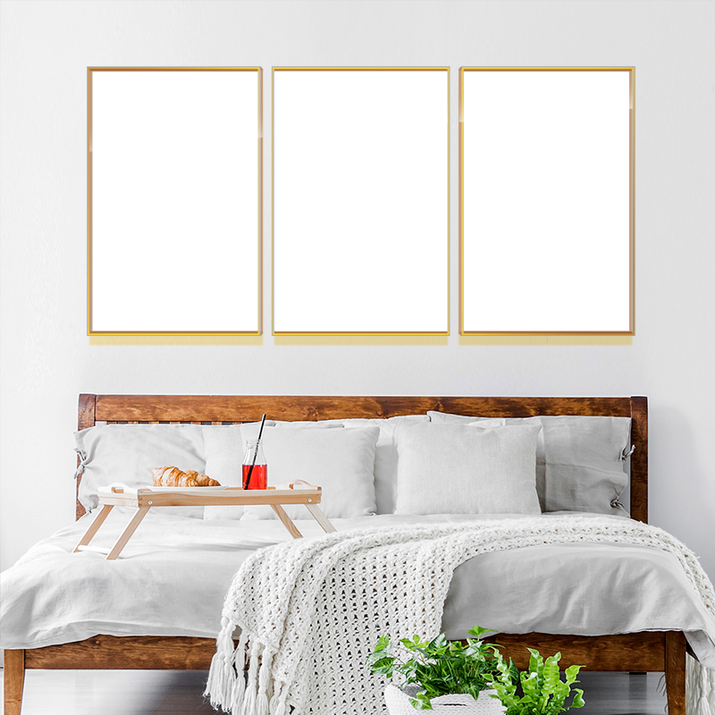 3-Custom-3Panel Dazzling Yellow Frame Acrylic Prints Wall Art