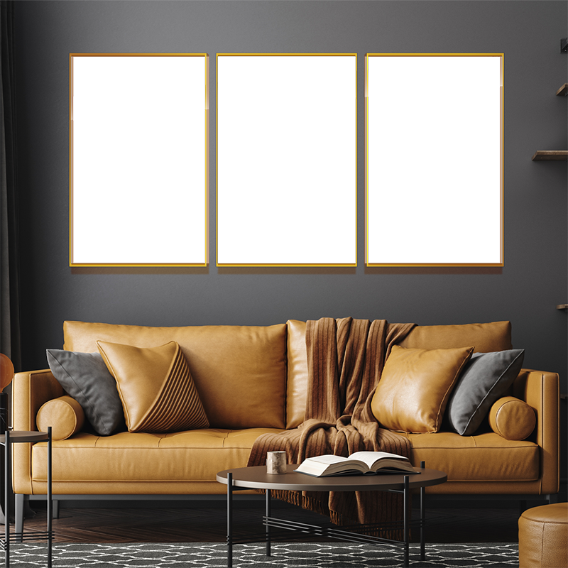 4-Custom-3Panel Dazzling Yellow Frame Acrylic Prints Wall Art