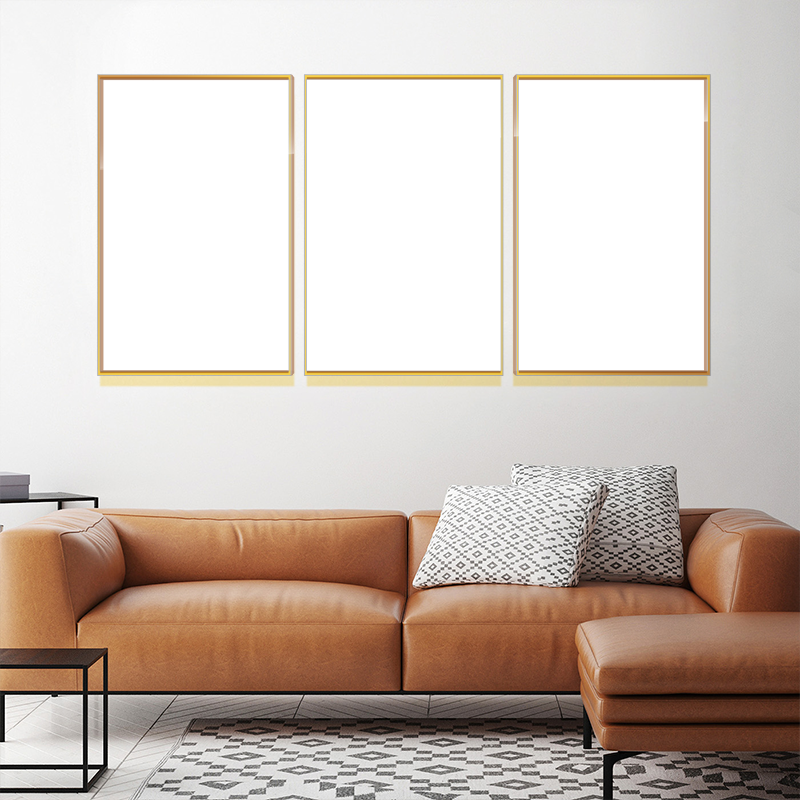 7-Custom-3Panel Dazzling Yellow Frame Acrylic Prints Wall Art
