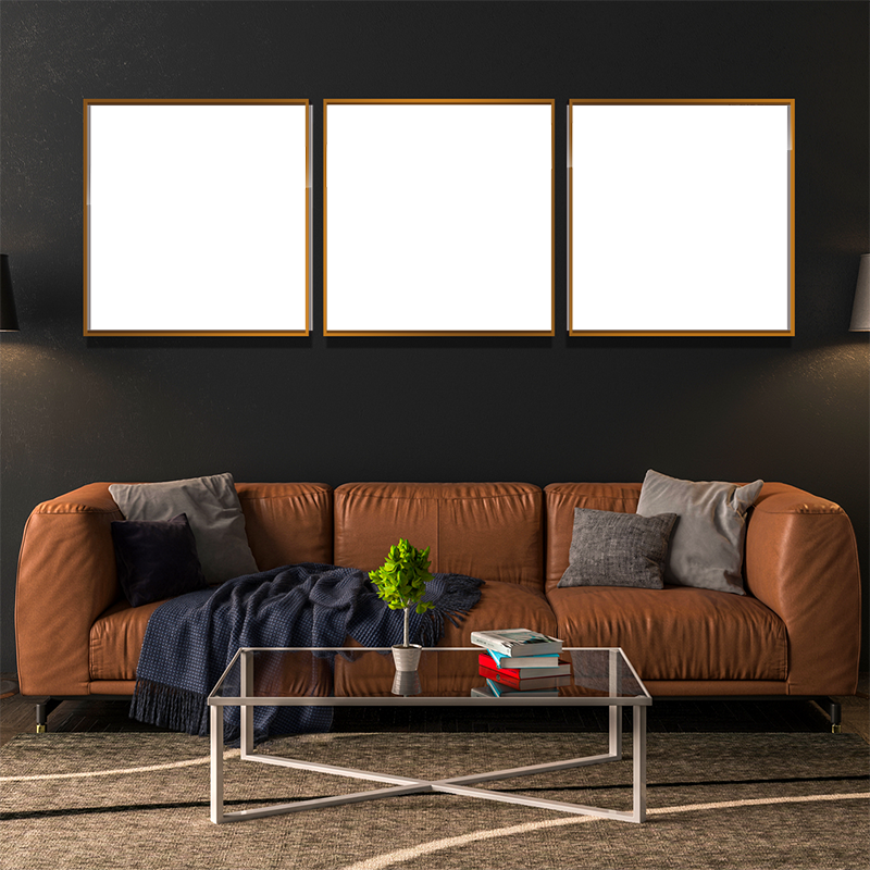 5-Custom-3Panel 3-1 Dazzling Brown Frame Acrylic Prints Wall Art