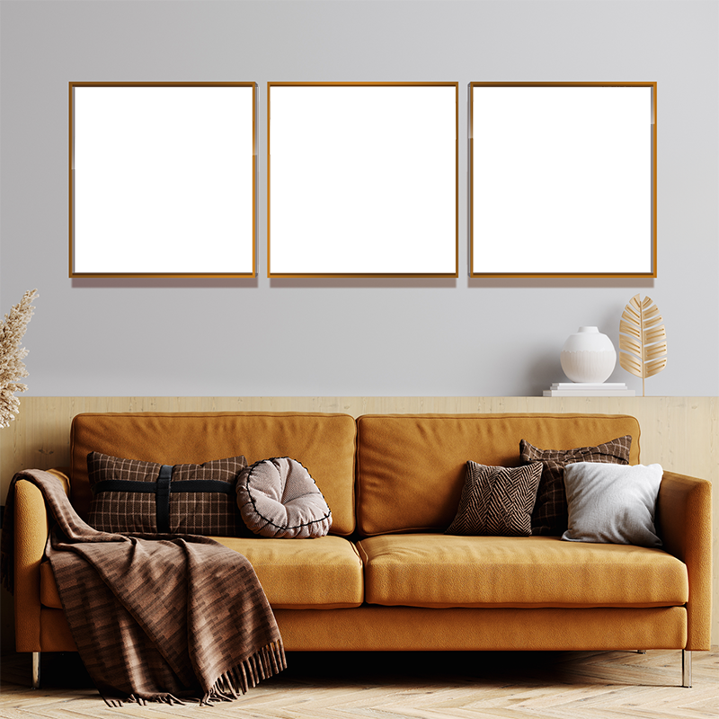 6-Custom-3Panel 3-1 Dazzling Brown Frame Acrylic Prints Wall Art