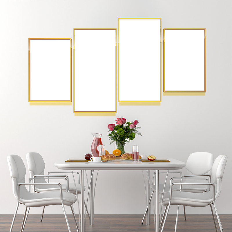 1-Custom-4Panel 16-9 Dazzling Yellow Frame Acrylic Prints Wall Art