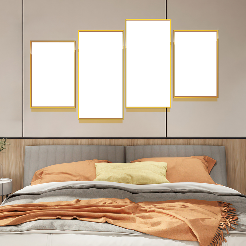 2-Custom-4Panel 16-9 Dazzling Yellow Frame Acrylic Prints Wall Art
