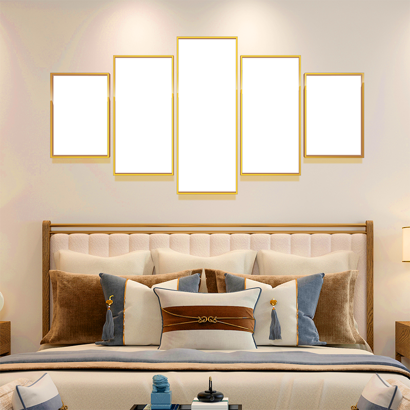 2-Custom-5Panel 2-1 Dazzling Yellow Frame Acrylic Prints Wall Art
