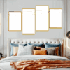 3-Custom-4Panel 16-9 Dazzling Yellow Frame Acrylic Prints Wall Art