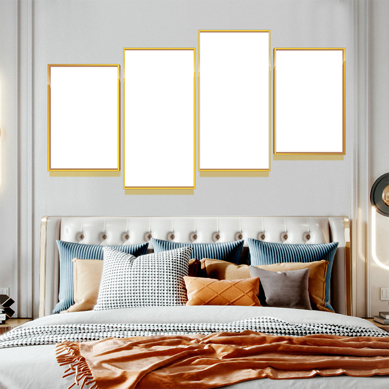 3-Custom-4Panel 16-9 Dazzling Yellow Frame Acrylic Prints Wall Art