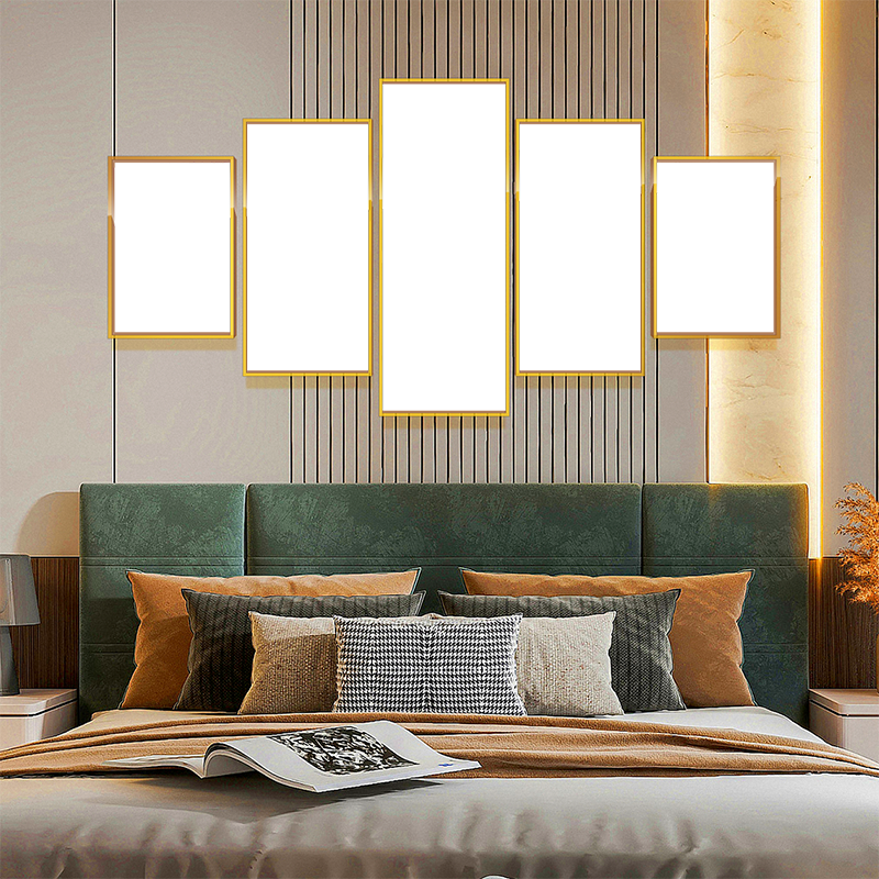 3-Custom-5Panel 2-1 Dazzling Yellow Frame Acrylic Prints Wall Art