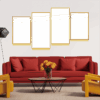 4-Custom-4Panel 16-9 Dazzling Yellow Frame Acrylic Prints Wall Art