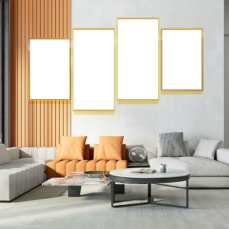 5-Custom-4Panel 16-9 Dazzling Yellow Frame Acrylic Prints Wall Art