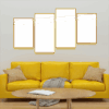 6-Custom-4Panel 16-9 Dazzling Yellow Frame Acrylic Prints Wall Art