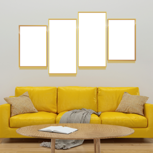 6-Custom-4Panel 16-9 Dazzling Yellow Frame Acrylic Prints Wall Art
