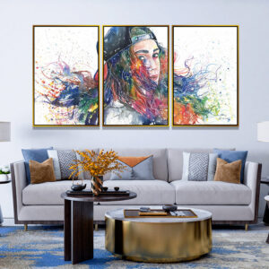 5-iSB-61190ABC-3Panel Gold Alumnum Frame Canvas Prints