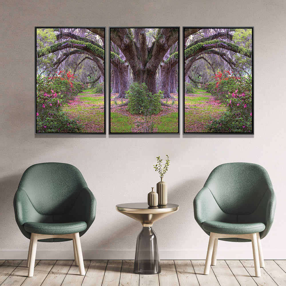 3-iSH-7632ABC-3Panel Black PS Frame Canvas Prints