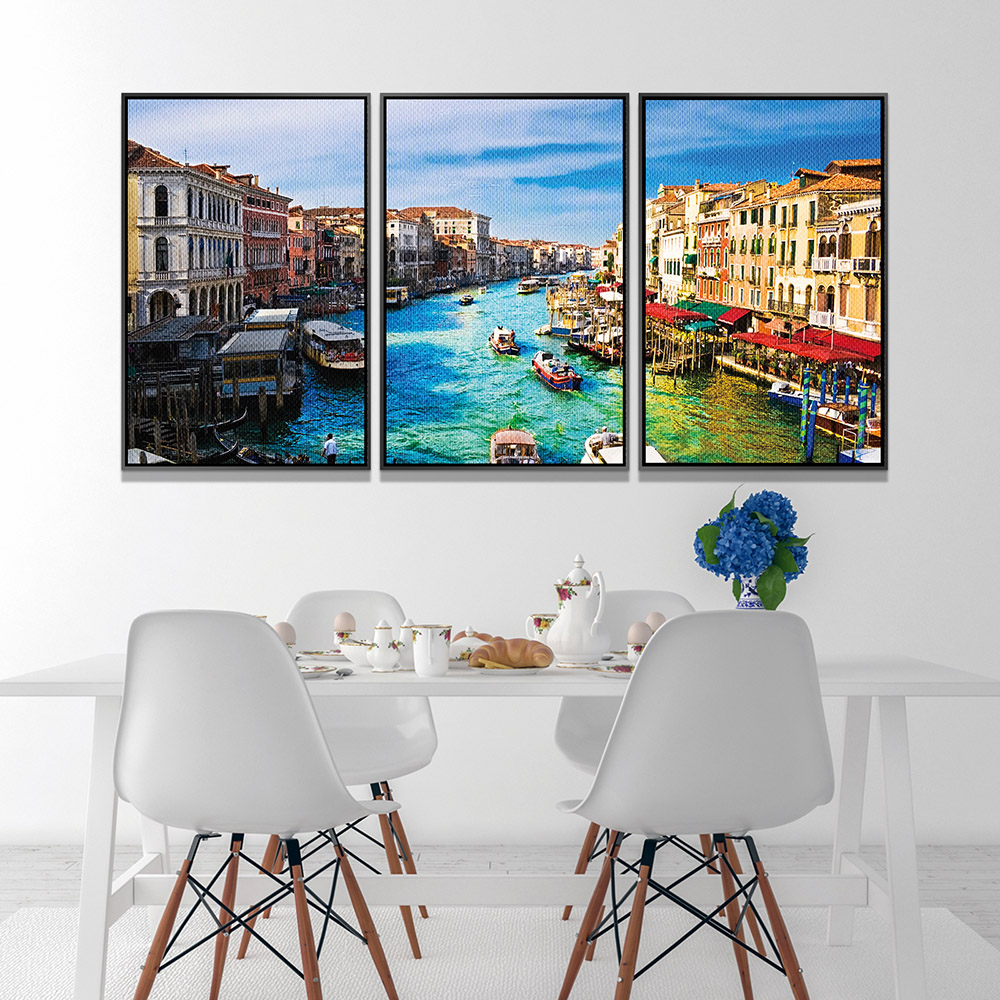 3-iSH-7702ABC-3Panel Black Alumnum Frame Canvas Prints